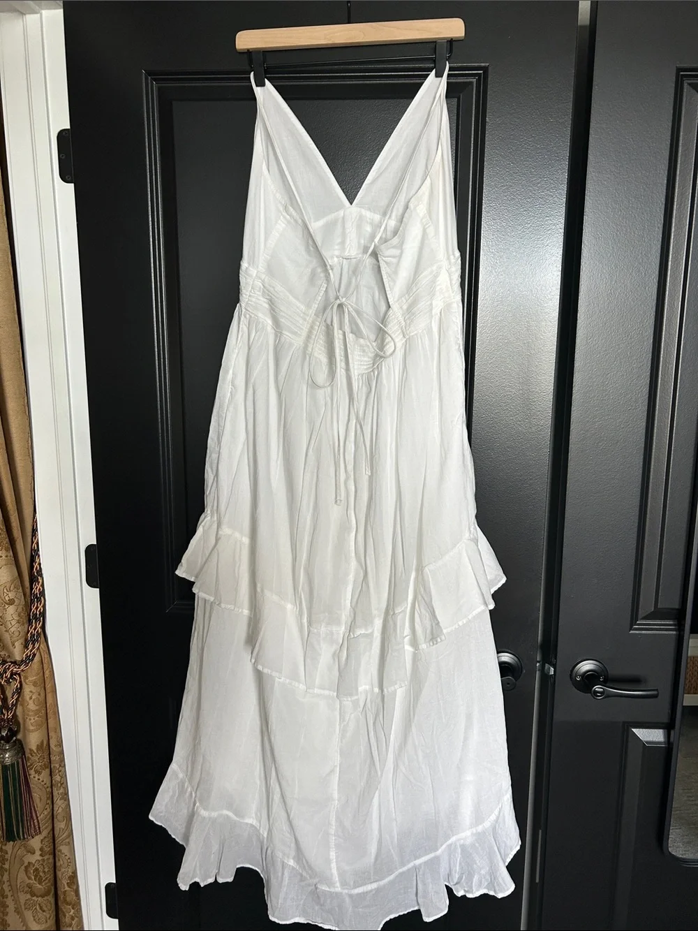 Abercrombie & Fitch Women's White Tiered V-Neck Cotton Dress XLT